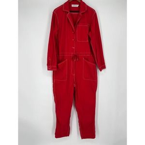 Rachel Antonoff Stephen Boiler Suit Sz XXL Cherry Red Long Sleeve Jumpsuit